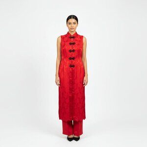VNTG Alchemy by Joo Mee 2-Piece Cheongsam Set - Red/Black Pattern - Size 10